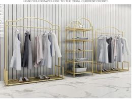 Clothing store display rack nano gold shelf Commercial Furniture light luxury women039s cloth shop clothes racks side hanging s8584031