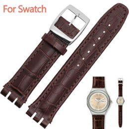 17mm 19mm strap for s band Genuine Calf Leather Strap Band Black Brown White Waterproof High Quality H220419247S