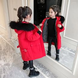 Down Coat 2024 Girls Long Quilted Jacket Kids Winter Warm Padded Children Hooded Teenage Clothing