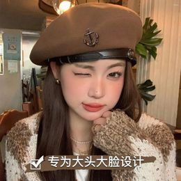 Berets Prin.frog 2024 Women's Autumn Big Head Circumference Beret Leisure Dome Painter Cap Travel Shopping Ladies