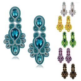 Dangle Earrings Colourful Soutache Drop Handmade Ethnic Boho Woman Long Earring Piercing Crystal Accessories Sutasz Jewellery Gift Trend