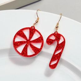 Dangle Earrings Christmas Gift Red Glitter Cane Coloured Ball Acrylic For Women Xmas Asymmetric Candy Earring Cute Jewellery