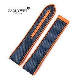 CARLYWET 20 22mm New Style High Quality Rubber Silicone With Nylon Replacement Watchband Strap Belt For 45 42mm254J