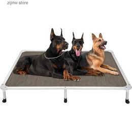 kennels pens Cooled pet bed - silver aluminum frame and durable Teslin mesh fabric dog bed and furniture Y240322