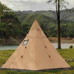 Tents and Shelters MOUNTAINHIKER 3-4 Person Pyramid Tent Shelter Ultralight Outdoor Camping Teepee With Snow Skirt With Chimney Hole Hiking Tents 240322