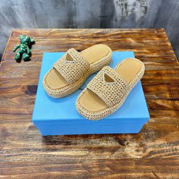 Crochet Flatform Slides Designers Weave Triangular Platform Sandals Women's summer vacation platform slippers Size35-40