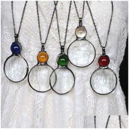 Pendant Necklaces Magnifying Glass Necklace Vintage Magnifier Lens For Book Spaper Reading Needlework Jewellery Gift Drop Delivery Penda Otdha