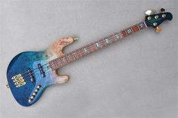 Guitar Factory custom multicolor 4string bass, ash body, finch eye baked maple neck, gold hardware, active circuit.