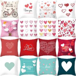Pillow Case 2024 Valentine's Day I Love You Letter Heart Printing Throw Pillows Peach Skin Cushion For Sofa Couch Car Home
