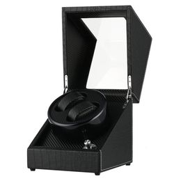 Black Automatic Watch Winder US UK AU EU Plug Adapter Mechanical Self Winding Box Double Motor Shaker Holders New Arrival 2019242B