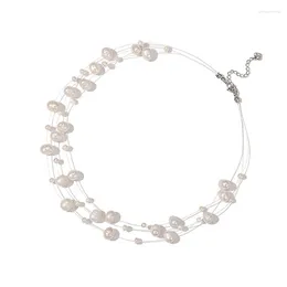 Pendants Multi Layer Safe 925 Silver Clasp Fresh Water Genuine Pearl Beads Necklace Women Fine Jewellery