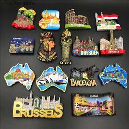 Fridge Magnets National Tourism Administration Hungary Dubai Thailand Poland Egypt Italy Australia Germany Spain Belgium resin freezer magnetic Y240322