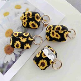 Earphone Accessories New Sunflower Case For AirPods Pro 2 Prints Wireless Headset Cases For AirPods1 2 3 Cute Silicone Protective Sleeve HookY240322