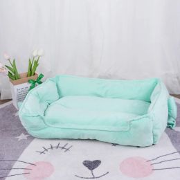 Mats Dog Beds for Small Dogs Bow Tie Basket Plush Blanket Bed Cats Large Bedding Cushions Pet Supplies Breeds Sofa Pets Accessories