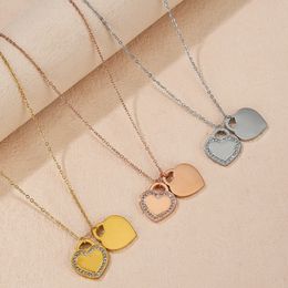 blue diamond womens dangle heart fashion High quality charm chain daily outfit party festival gift sier gold necklace pendants