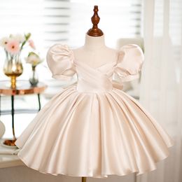 Sweet Champagne Jewel Flower Girl Dresses Girl's Birthday Dresses Girls Party Skirt Girl Everyday dress Kids' Party Wear SZ 2-12 D322091