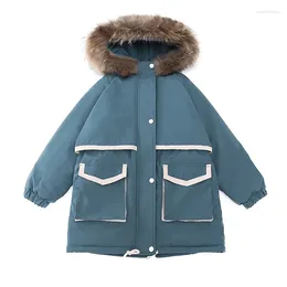 Down Coat Kids Girls Winter Parkas Children Fur Hooded Warm Long Outerwear Clothes Teenage Outfit Jackets For Teens 3 8 12 13 14 Year