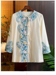 Ethnic Clothing Chinese Tangsuits Top Spring Product Embroidered Tassel Plate Button Shirt Female Women Hanfu Blouse Tang Suit