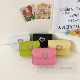 Girls love heart buckle handbags children candy Colour PU leather crossbody bag kids metals chain one-shoulder bags Z7288