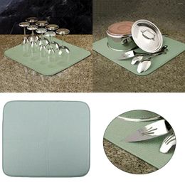 Table Mats Microfiber Dish Drying Mat For Kitchen Countertop Green Absorbent Pad 16 X 18 Inch Woven Chargers Dinner Plates