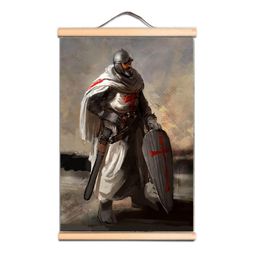 Knights Templar Wall Hanging Flag Banner Vintage Room Office Wall Decoration Christ Crusades Armor Warrior Posters Canvas Art Print Scroll Painting CD20