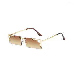 Sunglasses 2024 Metal Hollow Square Small Frame Men's And Women's Colourful Fashion Glasses Personalised Style