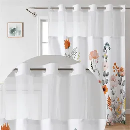 Shower Curtains Fresh And Simple Digital Printing Double -layer Waterproof Curtain Partition (flower)