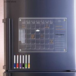Fridge Magnets Magnetic acrylic calendar with 6 marker planning boards for monthly and weekly planners of refrigerators Y240322