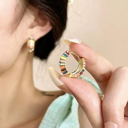 Stud Earrings Colorful Oil Drip - Korean-style Fashion Minimalist Design Ear Hooks For Funny Women 7149