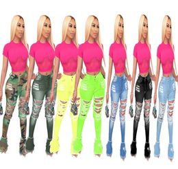 7 colors Women Denim Flared Long Pants Bell Bottom Jeans Trousers Sexy Hole Ripped Full Length Leggings Bodycon Streetwear Clothin1467864