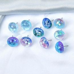 Stud Earrings Simple Geometric BIg Round Resin For Women Blue Jewellery Earings Wedding Party Gift Female Accessories