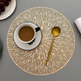 64PCS Round Placemats Restaurant Hollow PVC Decoration Meal Mat Anti- Dining Table Line Mat Steak Plate Pad 240315