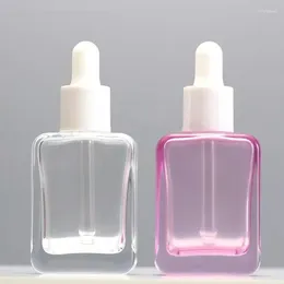 Storage Bottles 30Pcs 30ml Glass Dropper Bottle Empty Essential Oil Pipette Square Flat Makeup Packing