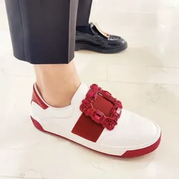 Casual Shoes Little White Women Size 35-40 Spring Autumn Genuine Leather Platform Sneakers Rivets Tennis Flats Crystal Designer