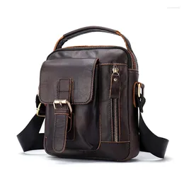 Bag Fashioned Men Handbag Flap Genuine Leather Bags Zipper Simple Design Male Shoulder Crossbody For Man 2024 Winter