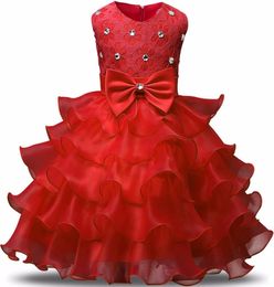 9 colors Retail flower girl dresses little girls pageant dresses Children Fashion Bow diamond Formal Gown Ball princess dress Kids3167560