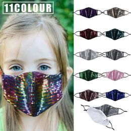 Colori moda Bambini 11 Paillettes Bling Protettivo PM2.5 Maschere antipolvere per bambini Maschera per il viso riutilizzabile lavabile per bambini