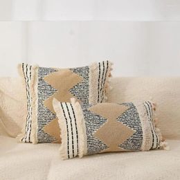 Pillow Argyle Pattern Pillowcase Weaving Tufting Design Cover Bohemian-inspired Covers For Stylish Home Decor Sofa