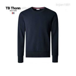 Trendy Tb Thonn Long Staple Cotton Heavy Weight 420g All Thick Mens Sweater Casual Round Neck Clear Color Underlay