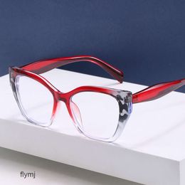 2 pcs Fashion luxury designer New Womens Anti Blue Light Flat Mirror Cat Eye Versatile Personalised Glasses with Adjustable Degrees