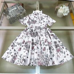 Brand designer kids clothes girls dresses Butterfly flower print child skirt lace Princess dress Size 90-150 CM baby frock 24Mar