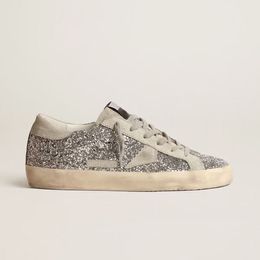 Роскошные классические золотые кроссовки Новый выпуск Casual Sues Super Super Star Sequin White Do старая грязная обувь дизайнер