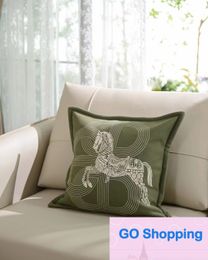 High-end American-Style Soft and Delicate Breathable Warm Cotton Cashmere Printed Pillows Cushion Sofa Bedroom Cushion Model Room Furnishings