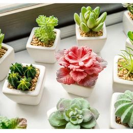 Decorative Flowers Fake Artificial Pot Plant Bonsai Simulation Succulent Plants Potted Ornaments For Home Room Table Decoration El Garden