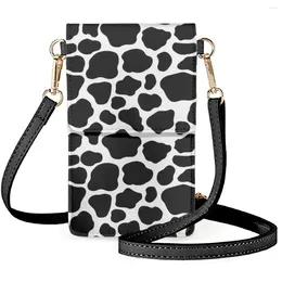 Shoulder Bags Coloranimal Milk Pattern Spot Simple Style Ladies Artistic Elegant Leather Waterproof Mobile Phone Bag Multifunctional Wallets