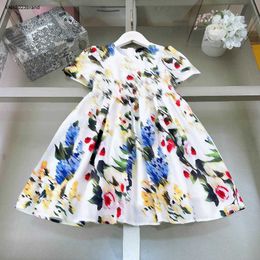 New designer kids clothes girls dresses Flowers full of prints baby skirt lace Princess dress Size 90-150 CM child frock 24Mar