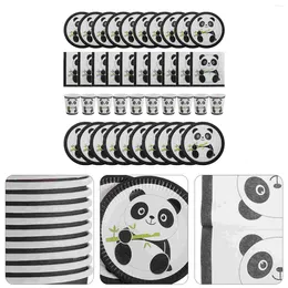 Disposable Dinnerware Birthday Panda Tableware Serving Utensils Dessert Party Paper Cartoon