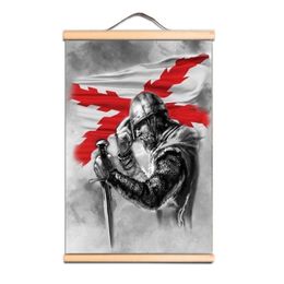 Masonic Knights Templar Flag Wall Hanging Painting Vintage Crusades Armour Warrior Scroll Poster and Canvas Art Prints Home Decor AB12