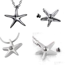 Pendant Necklaces Starfish Cremation Urn Stainless Steel Pet Memory Necklace Jewellery Ash Star Fish Keepsake For Ashes Drop Delivery Pe Dhswz