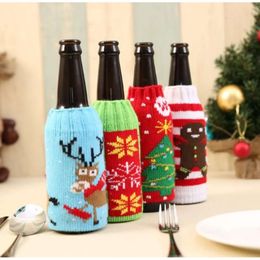 Bottle Christmas Party Cover Wine Knitted Favor Xmas Beer Wines Bags Santa Snowman Moose Beers Bottles Covers Wly935 s s s s
